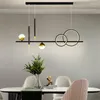 Lustres Nordic Linear Chandelier Iluminação Home Decor Anel Luz para Sala de Jantar Lâmpadas Penduradas Decorações de Vida Estética