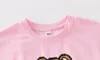 1-7yrs Summer Baby Kids Girls' Dress Cute Cartoon Bear 100% Cotton Short Sleeve Kids Girls Princess Dress Children's Clothing