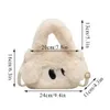 Kvällspåsar Y2K Winter Cartoon Big Eyed Dog Plush Bag Tophandle Kawaii Furry Soft Tote Handväska 2023 Luxury Women Crossbody 231110