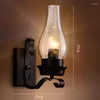 Lampa ścienna American Retro Industrial Style Glass Restaurant Aisle sypialnia nocna stary nafta kreatywne lampy z kutego żelaza