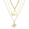 Necklace Designer Light Luxury Necklace Cross Letter Pendant Fashion Versatile Small Butterfly Multi layered Necklace Female