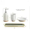 Bath Accessory Set Ceramic Bathroom Supplies Toilet Four-piece Tray Brushing Wash Mouth Cup Kit Toothpaste Dispenser