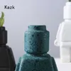 Vases Creative Ceramic Robot Vase Modern Decor Home Desktop Small Robot Upright Dried Flower Vase Living Room Decoration Accessories P230411