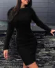 Casual Dresses 2023 Winter Warm Plush Women's Dress Black Bandage Long Sleeve Sexy Female Elegant Fashion Lady Clothes