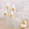 Storage Bottles & Jars 20ml 30ml 40ml 50ml 60ml 80ml 100ml Frosted Dropper Bottle With Bamboo Lid Pipette Essential Oil Empty246n