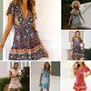 Casual Dresses Beautiful Summer Mini Dress Low-cut Women Bohemia Ruffle Rich Colors Dress-up