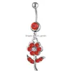 Navelklockknapp ringer D0598 Blomma Belly Ring Mix Colors Drop Leverans smycken Body Dhgarden Otwgu