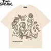 Мужские футболки Японская футболка хараджуку мужская уличная одежда Смешная аниме-мультипликационная футболка мужская хлопковая футболка негабаритные топы Tees Hiphop 230411
