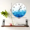 Wall Clocks Triangle Block Blue Gradient Print Clock Art Silent Non Ticking Round Watch For Home Decortaion Gift