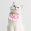 Dog Collars Cute Pets Bib Saliva Towel Cats Birthday Dress Up Adjustable Plaid Satin Bibs Ins Puppy Kitten Cosplay Pet Supplies Scarf