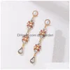 Dangle Kroonluchter Colorf Glanzende Kristallen Steen Oorbellen Voor Vrouwen Bloemen Watervleugel Geometrische Dangle Sieraden Pendiente Dhgarden Dh6As