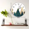 Orologi da parete Orologio con stampa a forma di montagna triangolare Orologio rotondo silenzioso senza ticchettio per regalo di decorazione domestica