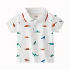 T-shirts Dinosaur Boys Polo Tshirt Qualité Élégante Tout-petit Tops Graphique Tee Coton Été Enfants Chemise Enfants Vêtements 230411