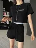 Tracksuits Casual Summer Women Designer Sportanzug Kleidung rein Baumwolle Kurzarmbrief Tshiort mit Shorts Set Top -Qualität SM