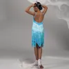 무대 착용 2023 소녀의 라틴 댄스 드레스 서스펜더 드리 워진 키즈 대회 차 룸바 삼바 의상 DNV16545