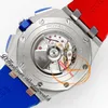 APF 44mm 26400SO A3126 Automatisk kronograf Mens Watch Red White Index Blue Ceramic Bezel Rubber Strap Exklusiv teknik Superversion Puretimewatch C3