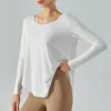 2024 Al0lulu avec tops de yoga Femmes Sports Sports Running Exercice Training T-shirts Slim ajusté à manches longues Fitness Vêtements fille blanc rose noir entraînement Tops Sports