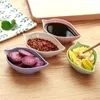 Plates 1pc Home Kitchen Wheat Straw Seasoning Saucer Creative Plastic Leaf Shaped Pickle Small Plate Tableware Dipping Snack Dish