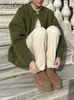 Mélanges de laine pour femmes MiuKoMiYa armée vert court mélange Bomber vestes pour femmes hiver extérieur laine manteau veste ample 231110