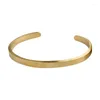 Bangle European And American Gold Wide Face Brushed Titanium Steel 18k Plated Bracelet