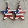 Earrings Designer For Women Dangle Chandelier American Flag Printed Wood Uncle Sam Top Gat Patriotic 4th of July Memorial Day Independence DayGifs Z0411