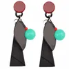 Dangle Earrings Idealway Fashion Green Rose Ball Drop For Women Long Black Leather Charm Leaf Earring Friend Party Jewelry