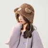 Berets Cartoon Bear Ear Winter Warm Women Beanies Hat Soft Lamb Wool Protection Skullies Girls Outdoor Ski Earmuffs Bonnet Hats