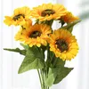 Dekorativer Blumen-Sonnenblumen-Seiden-künstlicher Blumen-Blumenstrauß Große Sonne-Wohnkultur-Pflanze