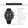 Начатые часы мужские часы модные спортивные Quartz Watch for Men Luxury Top Brand Водонепроницаемые наручные часы Черный силиконовый ремешок Relogio Masculino 230410