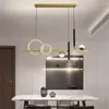 Lustres Nordic Linear Chandelier Iluminação Home Decor Anel Luz para Sala de Jantar Lâmpadas Penduradas Decorações de Vida Estética