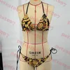 Golden Jacquard badkläder lyxiga kvinnors bikini Ny vintage baddräkt en bit baddräkt