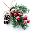 Christmas Decorations 1 piece of artificial cranberry branch selection spray pine cone holly dry craft navigation decoration 231110