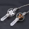 Pendant Necklaces Esotericism Crystal Pendulums For Dowsing Divination Pendulum Merkaba Natural Stone Clear Quartz Red Bronze