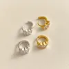 Hoopörhängen Small 18K Gold Authentic 925 Sterling Silver 3-Zircon 4A Square Ear-Bone Buckle Piercing Huggie Jewelry C-C951