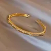 Bracciale coreano gioielli di moda set di rame placcato oro 14 carati zircone farfalla braccialetto aperto eleganti accessori per feste serali da donna