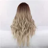 yielding Wig Women's Fashion Medium Long Hair Dyed Gold Fluffy Long Curly Hair Headcover