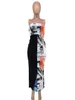 Abito maxi senza spalline firmato Donna estiva Bellissimo abito lungo aderente con spacco lungo senza schienale Abito aderente da donna Stampa casual Abiti Party Club Wear All'ingrosso 9680