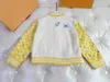 Brand designer toddler jacket Embroidered logo Autumn kids coat Size 100-150 Multi color stitching design baby clothes Nov10