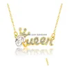 10 couleurs élégantes reine pendentif collier avec cristal diamant chaîne de clavicule accessoires de mode anniversaire joli cadeau livraison directe Dh8Sk