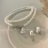 Desginer Viviene Westwoods Advanced Empress Dowager Saturn Paper Clip Pearl Necklace Earring Accessories Light Luxury Style Personalized Small and Popular Desig