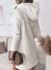 Casual Dresses 2023 Autumn Long Women's Hoodies Solid White Loose Sleeve Female Hooded Sweatshirt Fashion Ladies Pullover