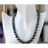 Hänghalsband ädla smycken utmärkt glans 9-10 mm Tahitiska Peau Green Pearl Nelace