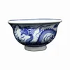 Kubki spodki Jingdezhen porcelanowe ręcznie rysowane niebiesko -białe podwójne smoki bawiące