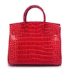 Platinum Designer Tote Bag Genuine Leather Women's Liangshang Crocodile Pattern Cow Leather Handbag Red Bride One Shoulder Crossbody