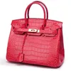 Sac fourre-tout de créateur Platinum en cuir véritable pour femmes, Liangshang motif Crocodile, sac à main en cuir de vache, mariée rouge, bandoulière à une épaule