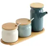 Bouteilles de rangement en céramique minimaliste nordique, ensemble combiné de pots d'assaisonnement de cuisine domestique, salière, boîte à condiments