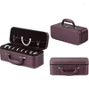 Sacchetti per gioielli Top lussuoso in pelle viola staccabile 15 pezzi braccialetto anello organizer scatola valigia portatile da viaggio disponibile