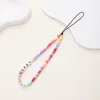 Pulseiras de charme de argila de polímero amor corrente de telefone anti-perda alças de pulso artesanal acrílico boho cordão chaveiro frisado colorido sorriso pendurado cabo universal