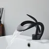Badkamer wastafel kranen gouden/wit bassin zwart messing creatieve grijze mixer tap koude waterval 230410