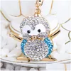 Porte-clés en forme de pingouin de dessin animé, créatif, 3 couleurs, diamant, métal, mignon, anneau pour sac, accessoires de mode, livraison directe Dhdou